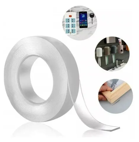 Cinta adhesiva transparente doblé cara 5mts