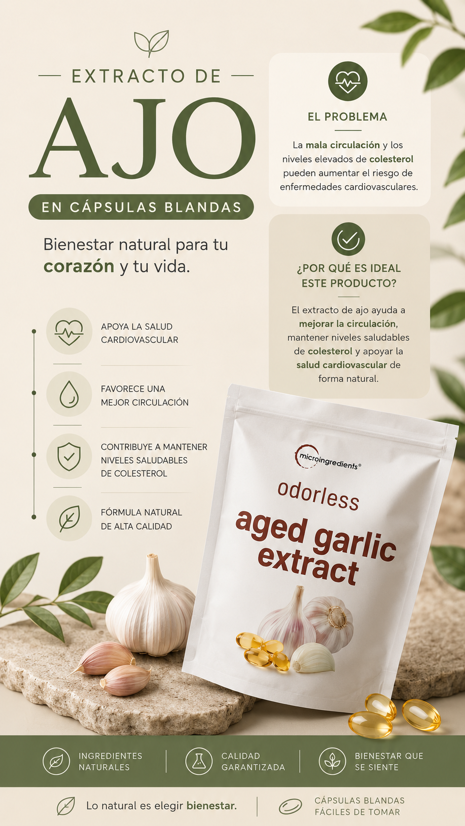 Extracto de Ajo Envejecido sin Olor.