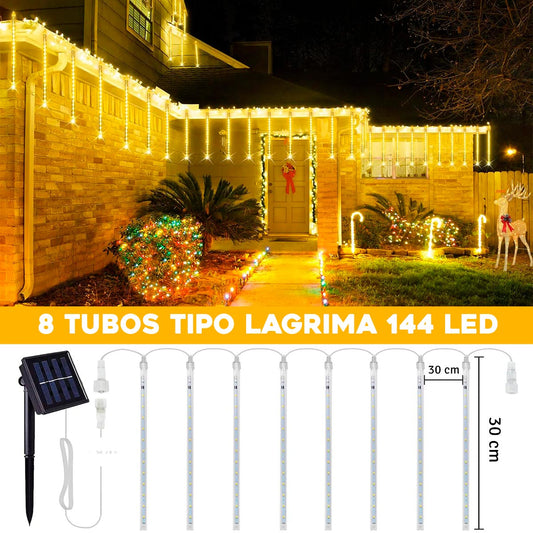 Luces LED meteoro tipo lagrima, solares